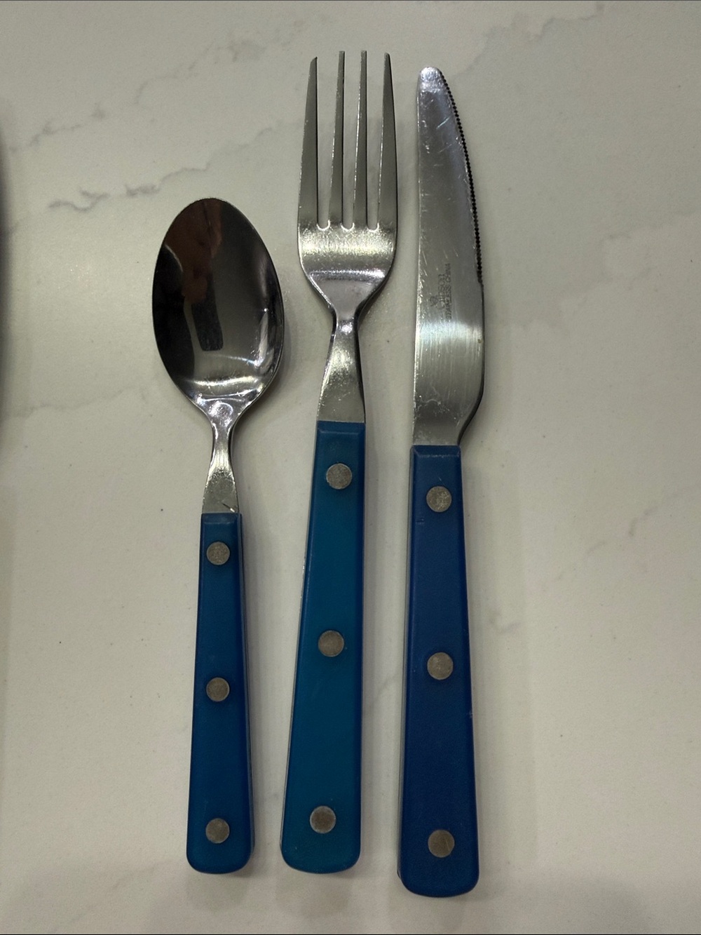 Gibson Art Deco Midcentury Vintage Translucent Blue Flatware